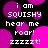 Pixelated text and pink circles on black background with animated color shifts between bright magenta and deep purple.