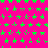 A static image with a bright pink background covered in scattered green star shapes, with a solid gray rectangle in the bottom-right corner.