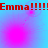 Red text reading "Emma!!!!!Emma!!!!!" appears twice on a blue and pink gradient background with scattered pink circular blurs.