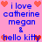 Pixelated text and heart symbols on a pink background with blue and red elements.