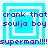 Four identical cyan square with white borders display purple text reading 'crank that soulja boy superman!!!' in pixelated font