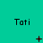 A static image with a teal background displays the text "Tati" in black pixelated font across three , each containing three "Tati" instances with varying small symbols below them