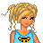 Pixel art image of a blonde woman and man in blue tank tops with yellow cat symbols, accompanied by text asking if pajamas make the butt look big.