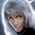 Two side-by-side frames of a pixelated animated icon showing a character with silver hair and hooded attire in different expressions.