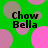 Green background with pink and brown circles; four instances of 'Chow Bella' text in black pixelated font.