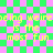 Green and pink checkered background with yellow text repeating 'being weird is the most fun' in a pixelated style.