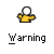 Animated contact sheet of a yellow cartoon character with white eyes performing sequential movements above the word "Warning" on gray background.