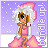 Pixel art of a character with white hair and pink outfit against purple background, text changes from 'Z5' to 'Z5' in vertical orientation.