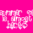 Pixelated text on bright pink background with white and light pink lettering, featuring repeated phrases and star-like symbols.