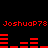 Red pixelated text and bar graphs on black background, repeating 'JoshuaP78' with horizontal red bars in two