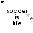 Pixelated text "soccer is life" with varying star positions across a of , showing animation changes in star placement