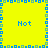 Yellow background with blue and green pixelated border, four instances of the word 'Not' in blue text arranged symmetrically.