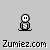Pixel art character with circular head and rectangular body appears in three variations with different arm positions and background elements.