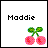Pixel art cherry icon with text variations above, showing multiple spelling permutations of a name on white background.