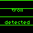 Green pixelated text on black background with alternating 'troll' and 'detected' words in three , some frames showing horizontal line breaks under text