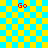 Four red 'Go' text icons on a yellow and cyan checkered background with light green overlays