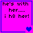 Four identical pink with blue borders display text 'he's with her.... i h8 her!' and varying heart symbols