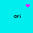Cyan background with four black 'ori' text blocks and three pink pixel clusters: one heart, one starburst, and one scattered dots.