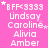 Pink background with white text listing names and 'BFF<3333' symbols, some characters have small star icons near them.