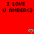 Red background with repeated black text "I LOVE U AMBER<3" and cyan heart symbols in a pattern
