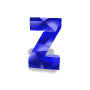 Blue crystalline Z-shaped icon with varying shadow positions across nine -aligned views