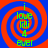 A static image with a blue background and red spiral pattern, featuring green text arranged vertically in a spiral layout.