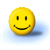 Three yellow smiley face icons on white cloud-like bases with drop shadows, arranged in a 2x2 contact sheet layout showing animation frames.