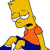 Pixelated cartoon character with yellow skin, orange shirt, blue pants, and closed eyes in a downward gaze.