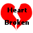Two identical red broken heart icons with black text 'Heart Broken' displayed side-by-side on a white background.