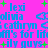 Pixelated blue text on bright pink background with green plus signs, repeating names and phrases in a pattern
