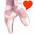nine identical ballet dancer poses with pixelated hearts in different colors above each figure