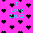 Pixelated pink background with black heart shapes and cyan text reading "I Love Z.N.<3" in multiple positions.