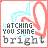identical animated icons featuring pink heart outlines, light blue wave-like shapes, and text reading "WATCHING YOU SHINE bright" with color variations across frames