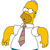 Pixelated character with yellow hair, white shirt, pink tie, and blue pants in a static pose.