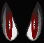 Animated sequence of stylized eyes with red irises and white sclerae, transitioning from wide open to closed states