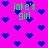 Pixelated icon with bright pink background, blue heart shapes scattered across it, and green text reading "jake's girl" in multiple positions.