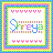 Pixel art icon with layered rainbow borders, pink heart symbols above and below a central name, rendered in 8-bit style.