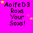 A bright pink background displays repeated text 'AoifeD3 Roks Your Soxs!' with yellow and pink stars scattered around, showing animation changes in star positions.