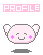 Pixelated pink character with white ears, purple cheek marks, and a smiling mouth, displayed in four variations with differing ear and shadow details.