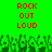 Green background with red pixelated text 'ROCK OUT LOUD' repeated twice, and a of dark green pixelated hands raised below