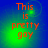 Red text reading 'This is pretty gay' on a blue-green gradient background with a glowing green circular effect.