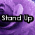 Purple rose background with 'Stand Up' text, heart-shaped wordwall reading 'Love Forever Kids', and red 'You <3' text over a couple embracing.