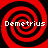 Four red and black spiral patterns arranged in a with white text reading "Demetrius" over each spiral