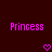 Two identical pixelated 'Princess' text displays with pink hearts below on dark red background.