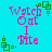 Pixelated text "Watch Out I Bite" in pink and green on cyan background with four distinct green square patterns.