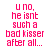 Static image of pink pixelated text on white background reading "u no, he isnt such a bad kisser after all..." in two
