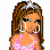 Pixelated cartoon girl in pink dress with tiara, shown across three frames of an animated contact sheet.