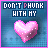 A 3x3 grid of nine identical animated frames showing a pixelated pink heart with white dots on a blue background, each frame containing the text "DON'T PHUNK WITH MY" in blocky letters above the heart.