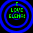 Four identical circular icons with blue concentric rings and green text reading "I LOVE ELENA!" on a black background.