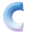 A 48x48 pixel animated buddy icon featuring a blue gradient C-shaped arrow on the left and scattered gray hexagonal fragments on the right, displayed as two sequential frames in a contact sheet layout.